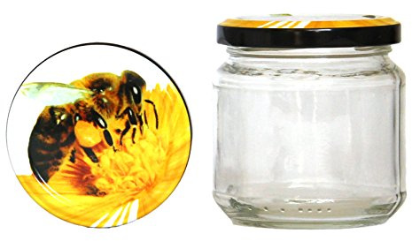 60 x Rundglas 212ml 250g mit 66er Twist-Off Deckel Biene