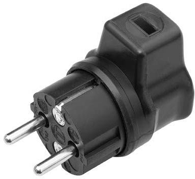 Illu Winkel Gummi Schukostecker Schwarz 2polig für Illu Flachbandkabel H05RNH 2-F 2x1,5 qmm