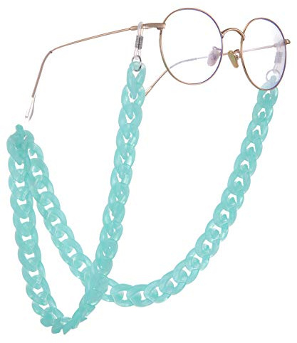 Team Fashion bunte Brillenkette Sonnenbrille Bohemian Acryl Grob Twist Sonnenbrille Band für Frauen Gr. S/M, blau