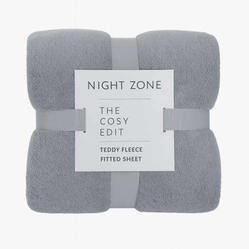 Teddy Extra Deep 12/ 30cm deep fitted sheet teddy bear fleece fitted sheet in single double king Super King (Silver, Teddy Fitted Sheet Single)