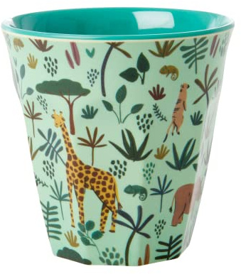 Tasse en mélamine de taille moyenne - Vert - Imprimé animaux de la jungle