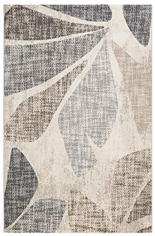 Wecon Home Leaf gewebter Outdoor-Teppich, 120 x 170 cm, beige | Indoor & Outdoor Kurzflor Teppich, Läufer für Terrasse, Balkon, Küche, Wohnzimmer