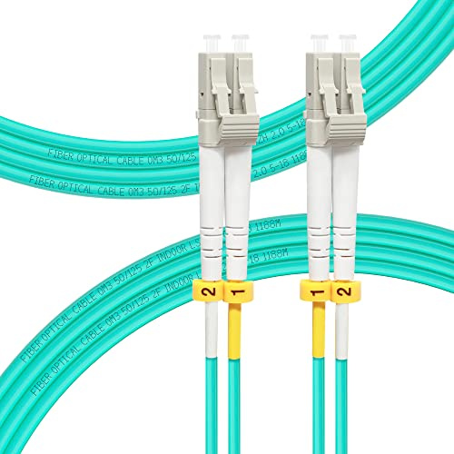 FLYPROFiber OM3 LC to LC Multimode Fiber Patch Cable 5m/16ft | 10G/40G, Duplex, 50/125um Fiber Optic Cable Cord LSZH, Length Options: 0.2m-100m