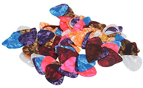 Plektren Gitarre, 100 Stück Plektren, Aussehen Buntes Zelluloidmaterial Gitarrenzubehör Buntes Plektrum Set für E-Gitarren für Akustik(0,46 mm) Gitarren Zubehör Guitar Picks