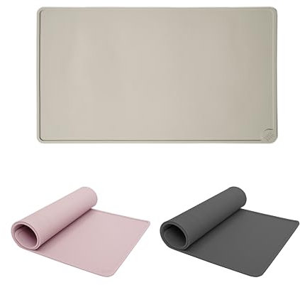 LucyBalu® Napfunterlage für Katzen | Katzenmatte für Wasser- & Futternapf | Silikonmatte als rutschfeste Unterlage für Katzennapf | Futtermatte Katze | Futterunterlage für Katzen | Rechteckig | Taupe