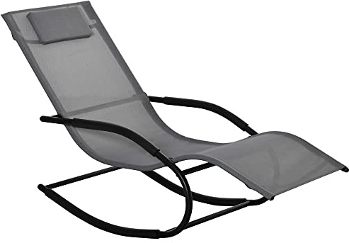 Outsunny Tumbona balancín Gravità Zero para exterior e interior, tumbona de metal y tumbona ergonómica de Texteline, gris