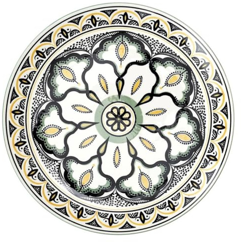 Lot de 6 Assiettes Plates Mandala 26cm Vert