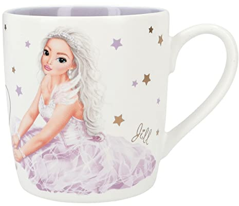 Depesche 12372 TOPModel Ballet - Tasse en blanc mat avec motif de mannequin, inscription et étoiles, gobelet avec anse en porcelaine, contenance : env. 250 ml