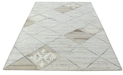 Nepal Teppich Handgeknüpft Beige Grau 100% Wolle Orientteppich 164x224 cm N-75