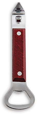 HIC Bar Churchkey Bottle Opener Can Punch, Steel and Italian beechwood