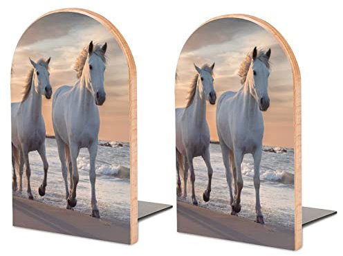 Packung Mit 2 Buchstützen Pferd Rutschfester Bücherständer Aus Holz Bücherregal Bücherhalter Für Home Desk Office Library