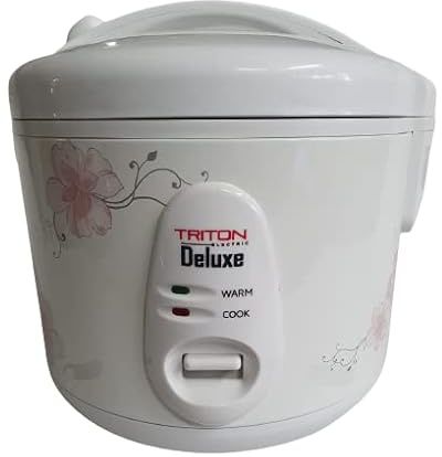 Electric Rice Cooker 1.8L Triton Deluxe – Brown Rice steaming vegetables & More, Touch-Screen, Nonstick Inner Pot White (1.8L)