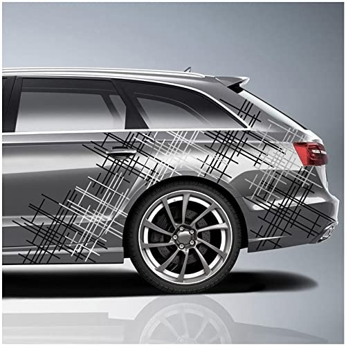Finest Folia 6er Set XXL Auto Aufkleber je 60x60cm Motorrad Bus Sticker Kfz Zubehör Camouflage Tuning Dekor Linien Design Folie KX076 (12 Silber & Schwarz)