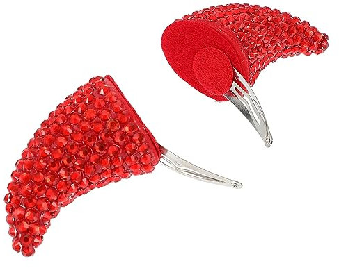 Uonlytech 2pcs Halloween Funny Horn Hair Clip Devil Prop Spooky Hair Accessories Cosplay Headdress for Party Red