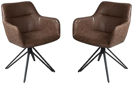 SAM 2er Set Drehstuhl Pitt, 180 Grad drehbar, Stoffbezug Wildleder-Optik | Esszimmerstuhl/Armlehnstuhl mit Metallgestell schwarz
