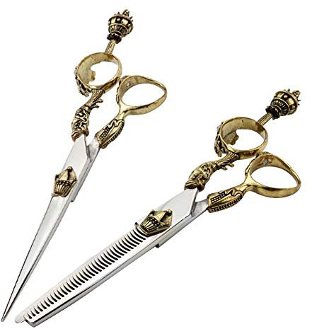 Schere zum Haarschneiden, Haarschneideschere/Schere und Ausdünnung/Haarausdünnungsscheren-Set, professionelles Scheren-Set 16,5 cm (2 Scheren)