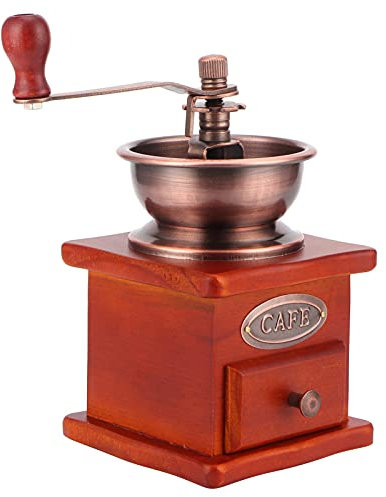 HOHXFYP Molinillo de Café Manual, Molinillo Doméstico Antiguo de Hierro Fundido y Pino, Molinillo de Café Manual con Ergonómico Alargado Ajustable para el Hogar, la Cocina