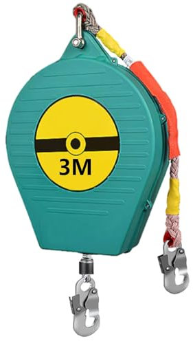 VFDZ Höhensicherungsgerät Absturzsicherung 3-20m, Grün/Gelb Absturzsicherung Einziehbar, Absturzsicherung Dach mit Automatischer Sperrfunktion, Klettern Sicherungsgerät Einziehbar(Grün, 3m)