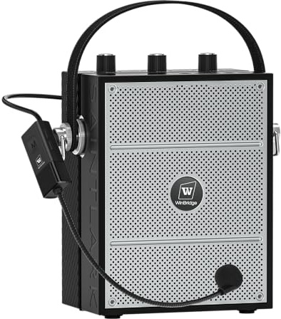 SANMIC - Amplificador de voz Bluetooth 5.3 con micrófono inalámbrico, amplificador inalámbrico personal para profesores, sistema de megáfono portátil de 40 W para aulas, discursos, exteriores en