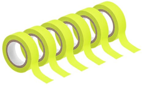 sourcing map 6 Rollos de Cinta Adhesiva de Tela de Gaffers Neon, 0.6 pulgadas x 16.5 pies Cinta que Brilla en la Oscuridad Cinta Adhesiva Fluorescente Luz Negra, Amarillo
