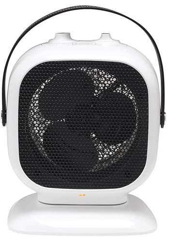 Dimplex Q3TSO QubeFan 2-in-1 3kW Oscillating Fan Heater and Cooling Fan with Thermostat, 2 Heat Modes, Cool Blow, Easy To Use Controls, Leather Handle, Safety Cut Out and Overheat Protection, White