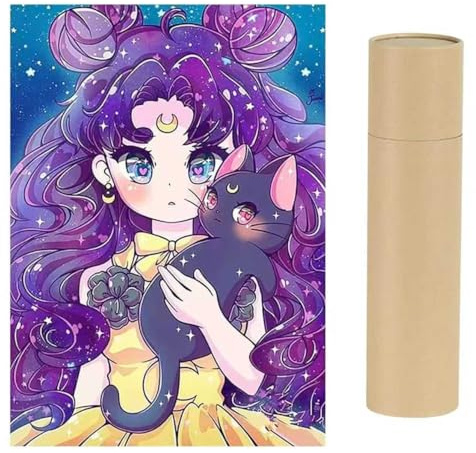 DCIDBEI Mit Verpackung Box Diamond Painting Anime Katze 30x40cm Mädchen Perlen Bilder Diamant Painting Mädchen mit Katze Bilder Glitzer Frau Diamond Painting Girl Cat Diamant Painting Bilder Halloween