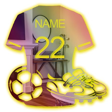 XXTONE Personalised Football Name Mirror Light Custom LED Jersey Neon Sign Light Up Mirror Sign Wall Art Decor Lamp Gifts for Boys Teens Dad Football Fans, XX123
