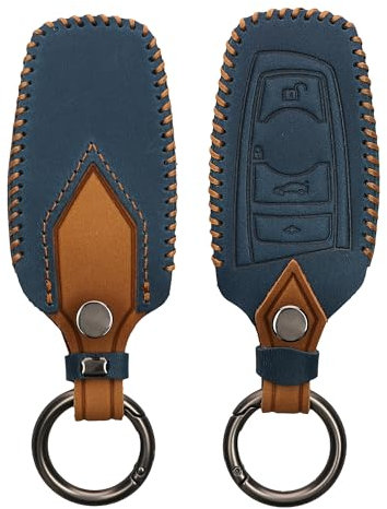 kwmobile Custodia Compatibile con BMW con 3 tasti (solo Keyless Go) - Cover Chiavi Auto Protezione Copri Telecomando - Copri Chiave Copertura blu marino/marrone chiaro
