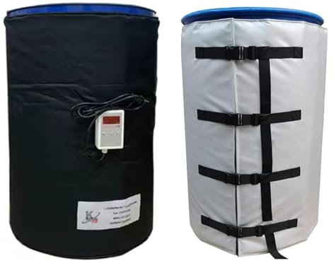 JINGEDD IBC Drum Blanket Heater 55 Gal/275 Gal, Metal Oil Drum Heater, 0~150℃ Adjustable Temperature, Waterproof Insulation Materials,Full-Wrapped Design for Rapid Heating,Black-55Gallon/200L