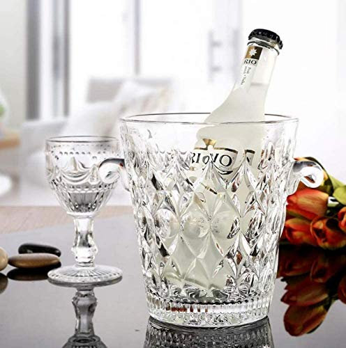 Ice Bucket, Crystal Ice Bucket,insulated Wine Bucket Cooler For Champagne Beer,elegant Glass Ice Bucket Wine Chiller With Tongs For Party Camping-c 12x13x17cm (F 9x14x15cm(4x6x6inc