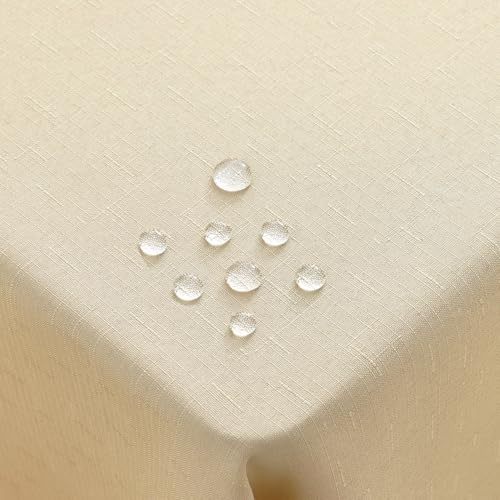 Homaxy Leinendeckeoptik Tischdecke Abwaschbar Eckig 80x80cm, Tischtuch Leinendecke Wasserabweisend Abwischbare, Lotuseffekt Schmutzabweisend Tischwäsche Tafeldecke, Beige