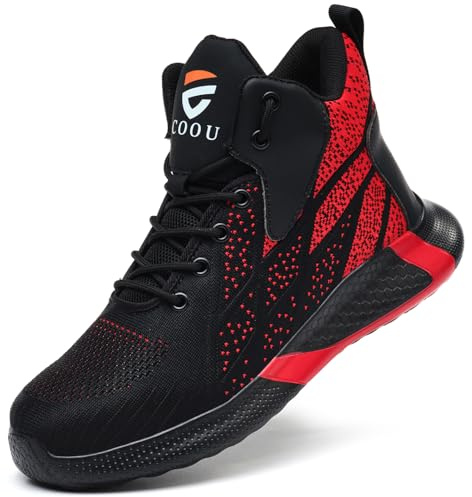 COOU Chaussures de Sécurité Hommes Femme Montante Légère Basket de Securite | Respirantes, Confortables, Bottines de Travail Embout Acier – Idéales pour Entrepôt, Logistique, Atelier & Chantier