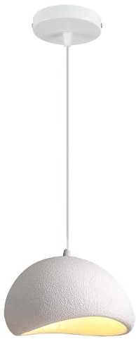 LIGKIN Suspension Luminaire Créative Lustre Nordique Abat-jour en Pierre Simulée Lampe Suspendue E27 Éclairage de Plafond Réglable Luminaire Plafonnier pour Chambre Salle à Manger Salon, Blanc