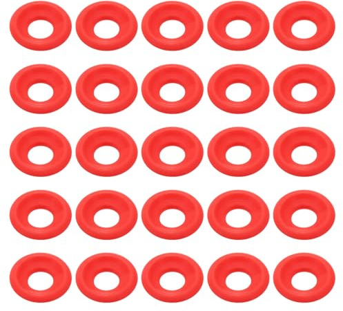 sourcing map 25 Pcs Silicone Rubber Gaskets Washer, High Pressure Leak-proof Beer Bottle Gasket Seals Top Washers for Home Brew Swing Flip Beer Soda Bottle, Red