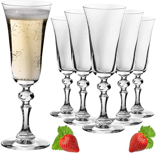 IMPERIAL glass Stilvolle Sektgläser mit Ornament Verzierung 180ml 'Vintage' Set 6-Teilig Sektkelche aus Crystalline Glas