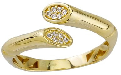 JC Schmuck Echt 585 Gold Damen Ring Schmuckring mit Zirkonia Steine Design in Gelbgold Größe wählbar Schmuck für Frauen Unisex | Made in Germany I 8698