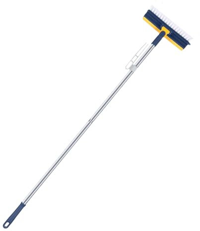 Qiwieod Floor Scrubber Brush with Squeegee, Floor Scrubbing Brush with Squeegee, Joint Cleaning Brush, 180° Rotating Mortar Scraper and Brush with Stiff Bristles, V-shaped Scrubber for Patio Garage