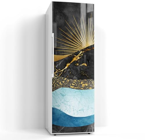 DEQORI Magnetfolie für Kühlschrank 60x180 cm | Motiv Goldener Mondzauber | dekorative Magnetmatte Gefrierschrank Schutz | Magnet Deko-Folie selbstklebend, magnetisch & beschreibbar