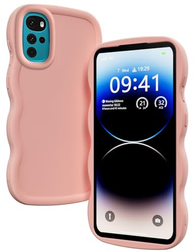 XINYEXIN Funda para Motorola Moto G22 / Moto E32 / E32s, Carcasa Marco de Ondas Forma Rizado Linda Silicona Líquida Antigolpes Bumper Case Cover - Rosado