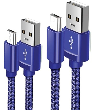 Micro USB Cable Android Charger Cable Fast Charging Cable Nylon Micro USB Charger Lead Compatible with Samsung Galaxy S6 edge S7 S5 J7 J5 J3, PS4, Huawei Honor 7X, Y6/Y7 2019 (1M+2M)