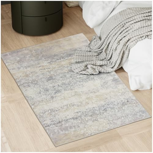 tectake® Tapis Salon Vintage Tapis Chambre antidérapant & Lavable 80x150cm, Poils Ras idéal Décoration Salon, Salle à Manger, Bureau, Chambre, Cuisine, Dressing, Descente de lit