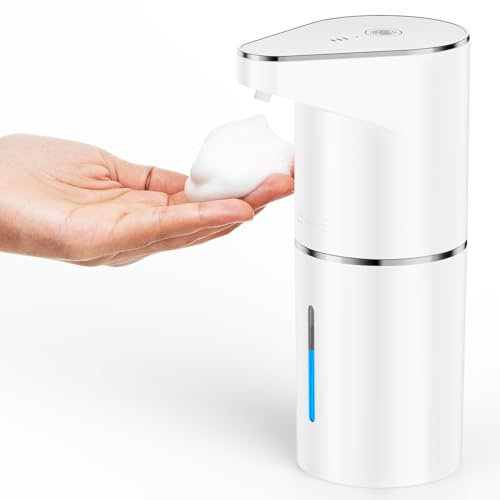 Fantictas Seifenspender Automatisch Wandbefestigung,1200mah elektrischer seifenspender 350ml Elektrischer Seifenspender ohne Bohren mit USB Wiederaufladbar, IPX5 Wasserdicht für Bad Toilette Küche