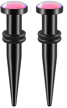 Mesnt Dehnstäbe Tunnel Set Ohr Expander Plug8mm, 2PCS Edelstahl Verjüngungen mit Epoxidharz Plugs Klassisch Expander Für Damen Herren, Rosa