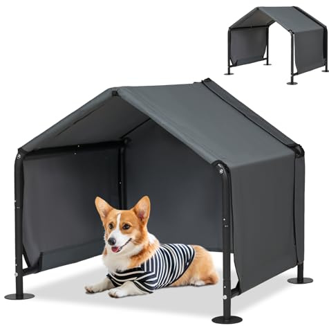 LitaiL Small Dog Shade Shelter - Outdoor Dog House Tent Canopy with Door | Outside Sun Rain Canopy Pet House for Dogs, Cats, Small Animals and Livestock with Rainproof Cover Ground Nails