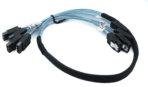 System-S SFF-8087 - Cable de 50 cm, 4 conectores SATA de 7 pines a 4 conectores macho para placa base de disco duro RAID