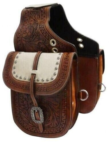 EQUIGEAR Borsa da sella western in pelle per cavalli | Equitazione e corse di barili | Borsa da sella con tracolla regolabile DIMENSIONI: 10 L x 10 W x 3½ A22