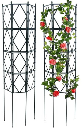 Rankgitter für den Garten, Pflanzenspalier, Rankhilfe für Kletterpflanzen, Rankgerüst für die Terrasse, geeignet für Clematis, Efeu, Rosen, Weinreben, Blumen, Kletterhilfe, Schwarz(W60xH220CM(2.0x7.2F