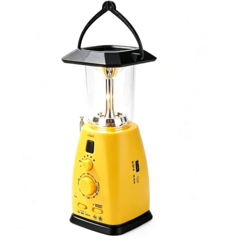 Linterna de camping, 8x8x25cm DC 5V Out 8 bombillas LED 4 modos carga manivela energía solar linterna USB LED de camping linterna cargador de teléfono para interiores exteriores hogar emergencias