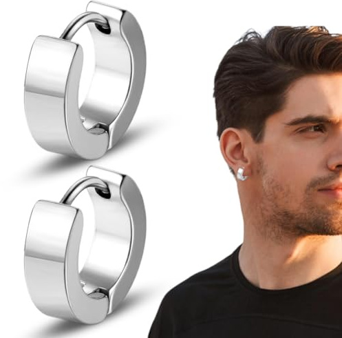 Pendientes de Aro Titanio, Pendientes Aro Hombre Pendientes, Pendientes Piercing Punk, para Mujeres, Hombres, Niñas y Adolescentes