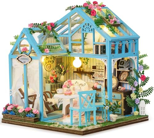 BenBen DIY Puppenhaus Bausatz, Miniatur Haus Kit für Erwachsene, Bastelset Haus Modellbausätz zum Selber Bauen, Blumenhaus, Geschenk für Frauen und Männer